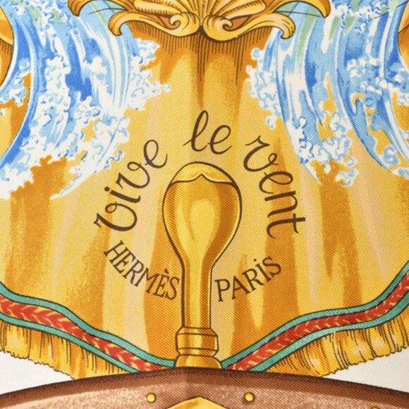 HERMES Authentic Blue Silk Scarf - Picture 5 of 9